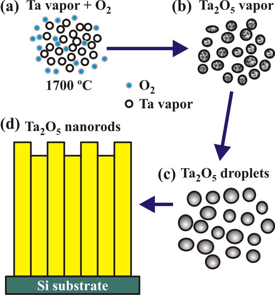 奈米棒生長原理馬遠榮教授所率領的團隊,以氧化鉭為例,解釋一維金屬氧化物奈米棒生長過程與機制