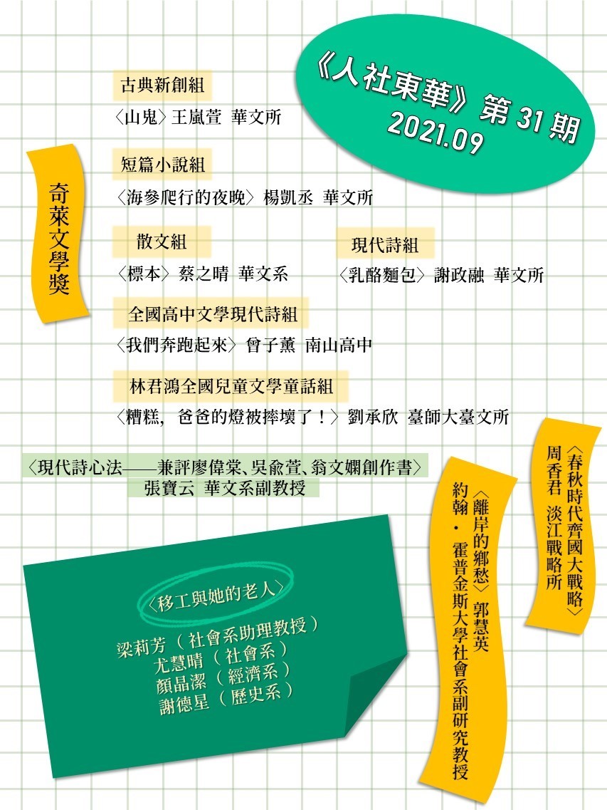 《人社東華》電子季刊2021秋季號上線