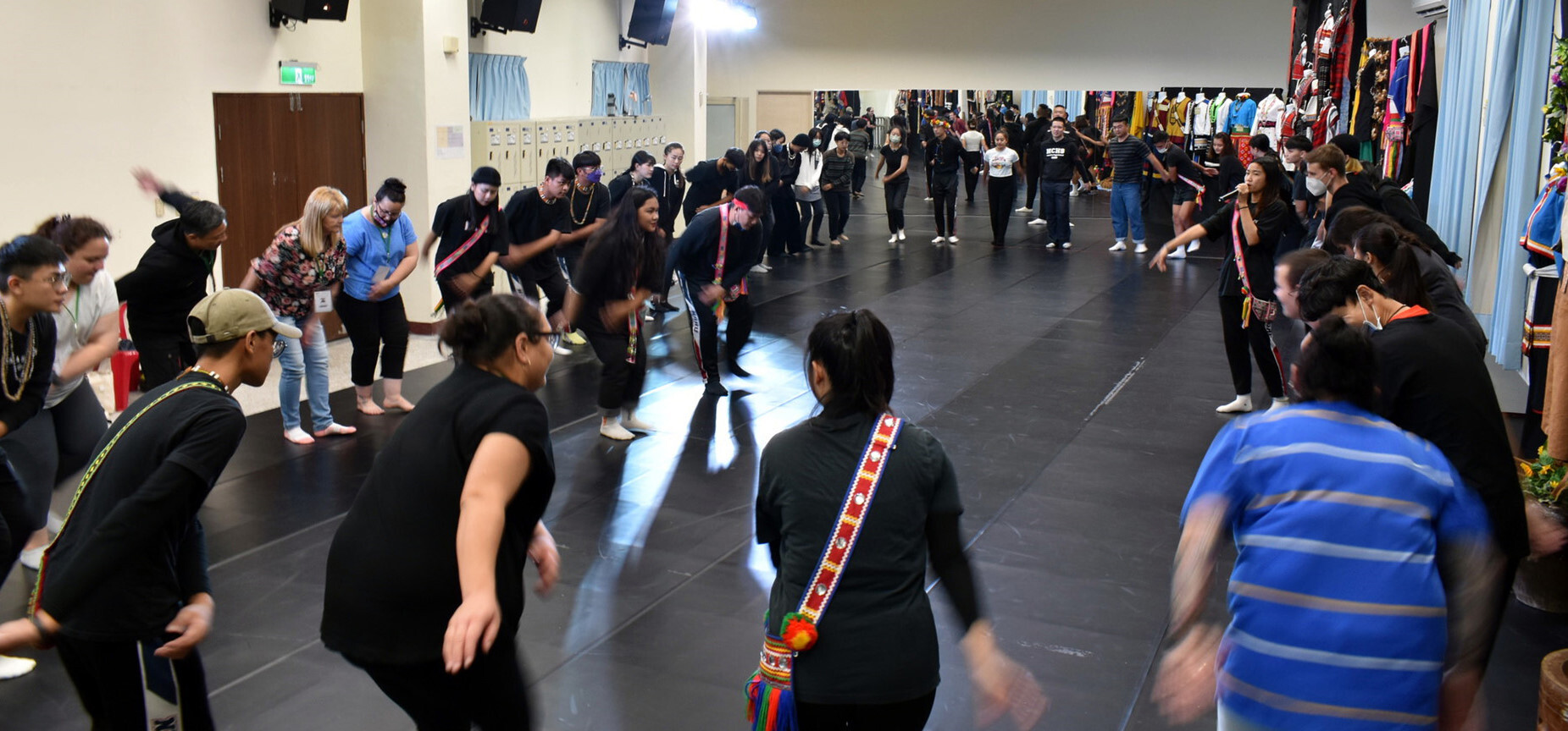 The WSU delegation join in CIS Dance Troupe's weekly dance practice and rehearsal