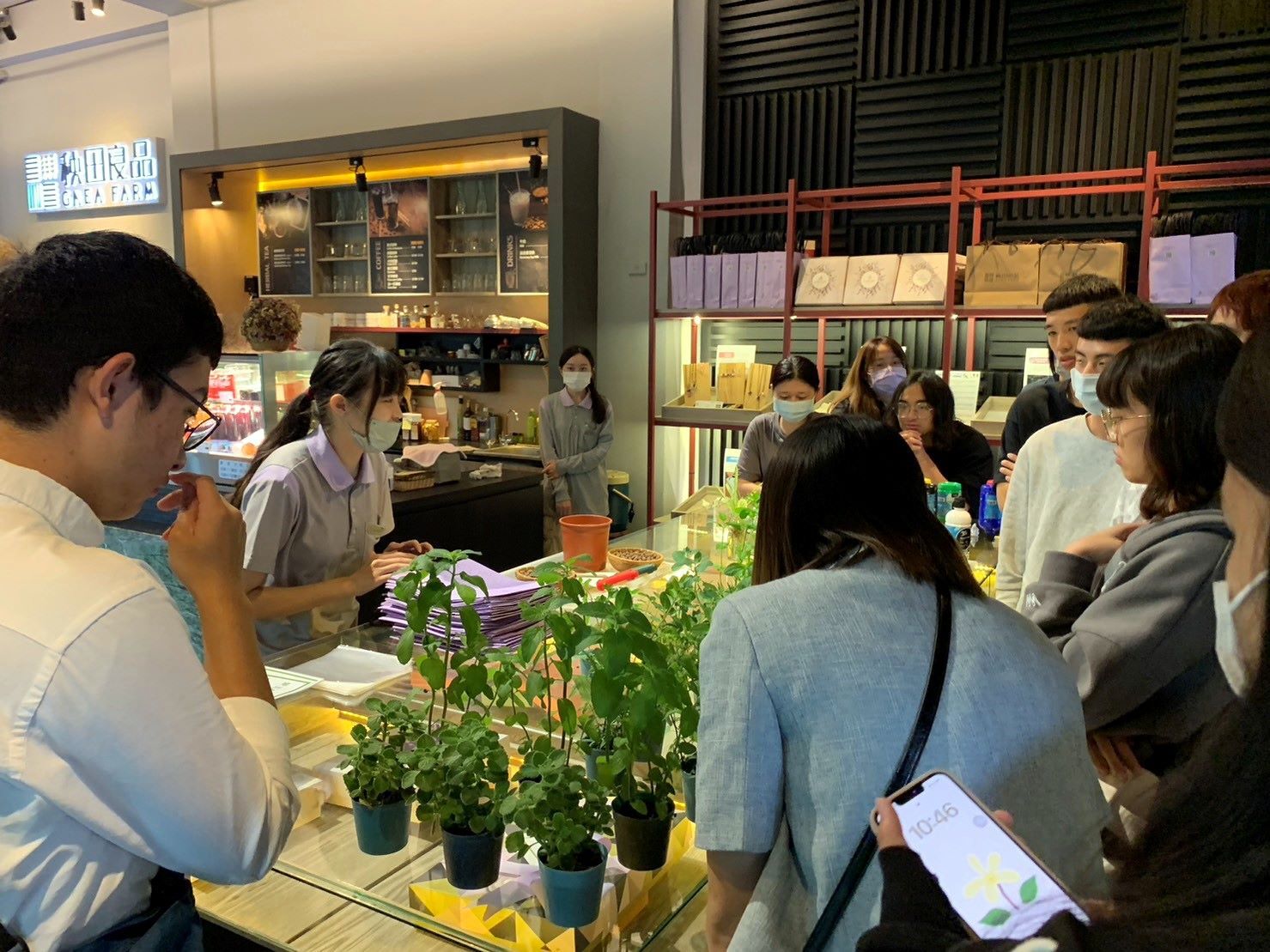 東華大學觀遊系同學於秧悦美地度假酒店樂活館挑選有機香草盆栽