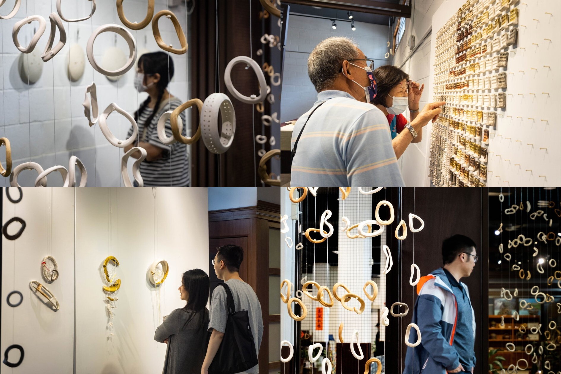 觀眾穿梭於空間作品,感受時間的消逝與堆疊