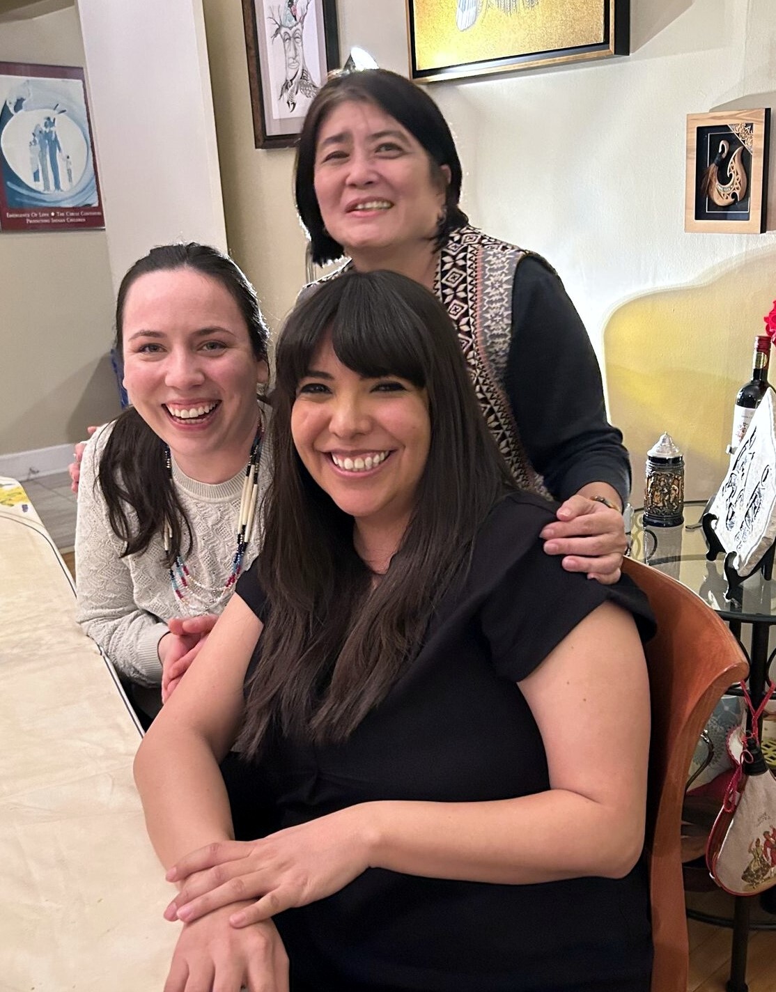 Dr. Bavaragh Dagalomai / Jolan Hsieh had dinner discussion about Post Pandemic Indigenous Nation’s Youth and Women’s Leaderships with Grand Chief of Algonquin Savanah McGregor (left)and UBCIC Women’s Representative Melissa Moses (front). Grand Chief Savanna McGregor was newly elected AFN National Caucus Chair of Women’s Leaders