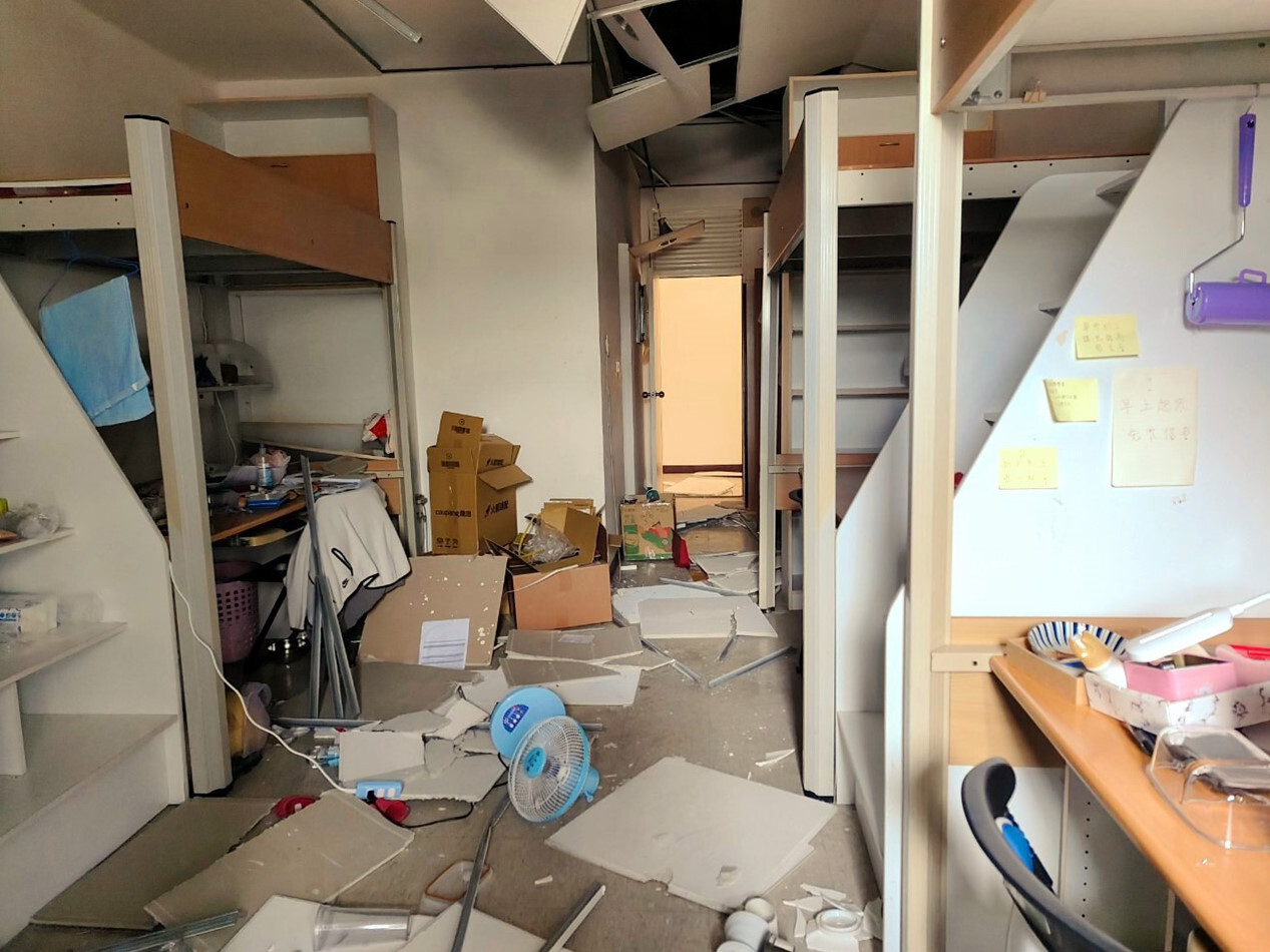 東華大學學生宿舍地震後災情慘重