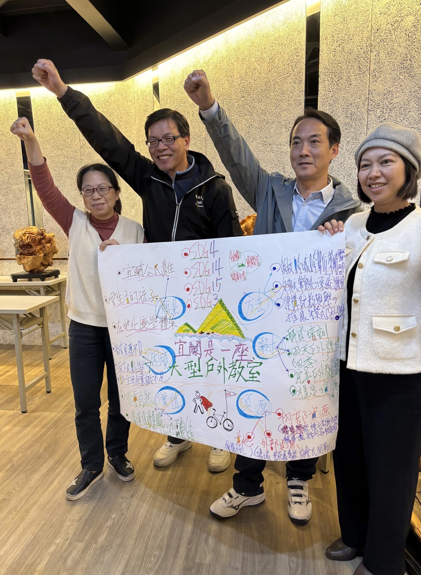 東區各縣戶外教育中心分別繪製屬於自己的戶外教育心智圖,並於研習課程中發表內容