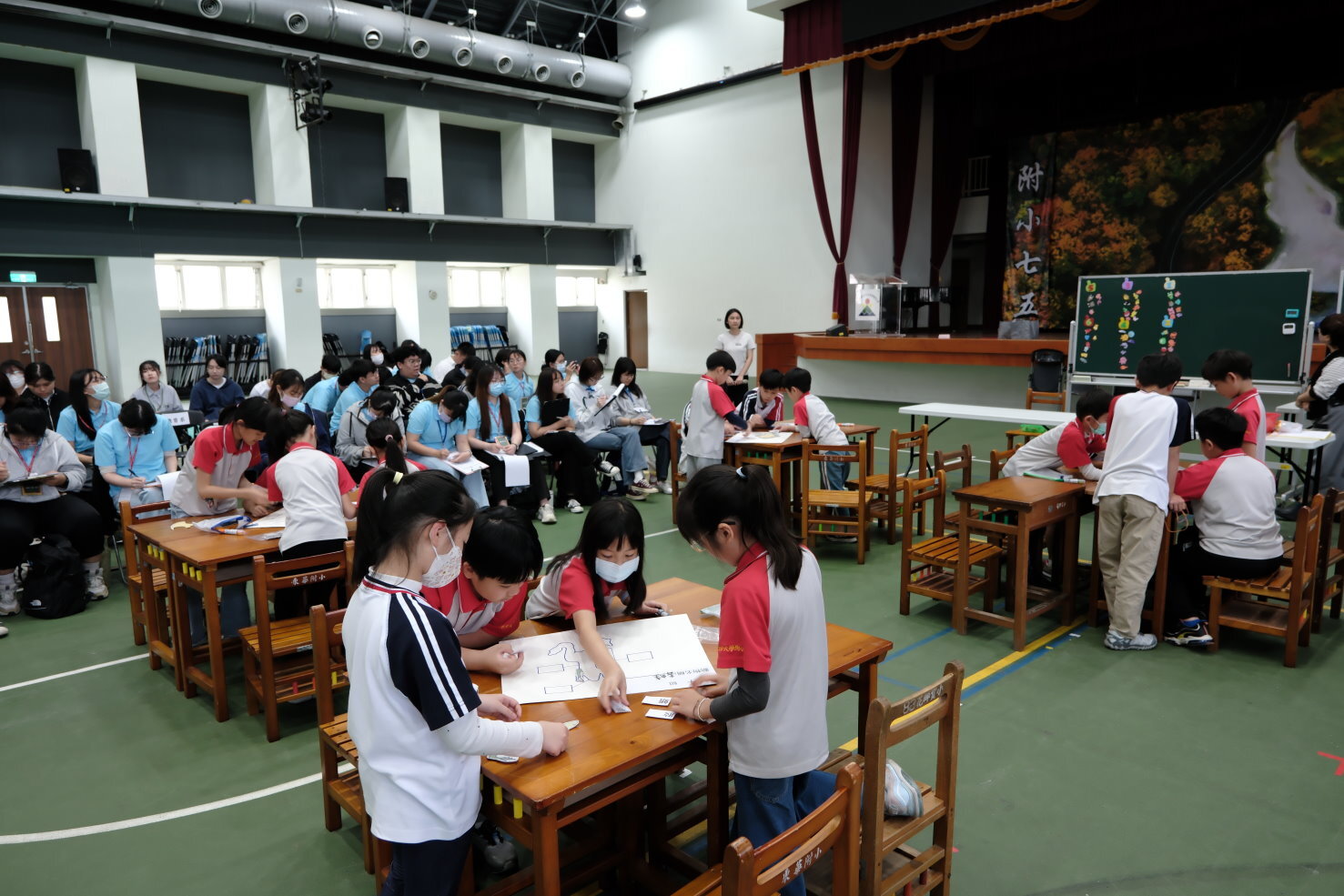 大型公開觀課-學童專注分組討論、師資生見習與紀錄