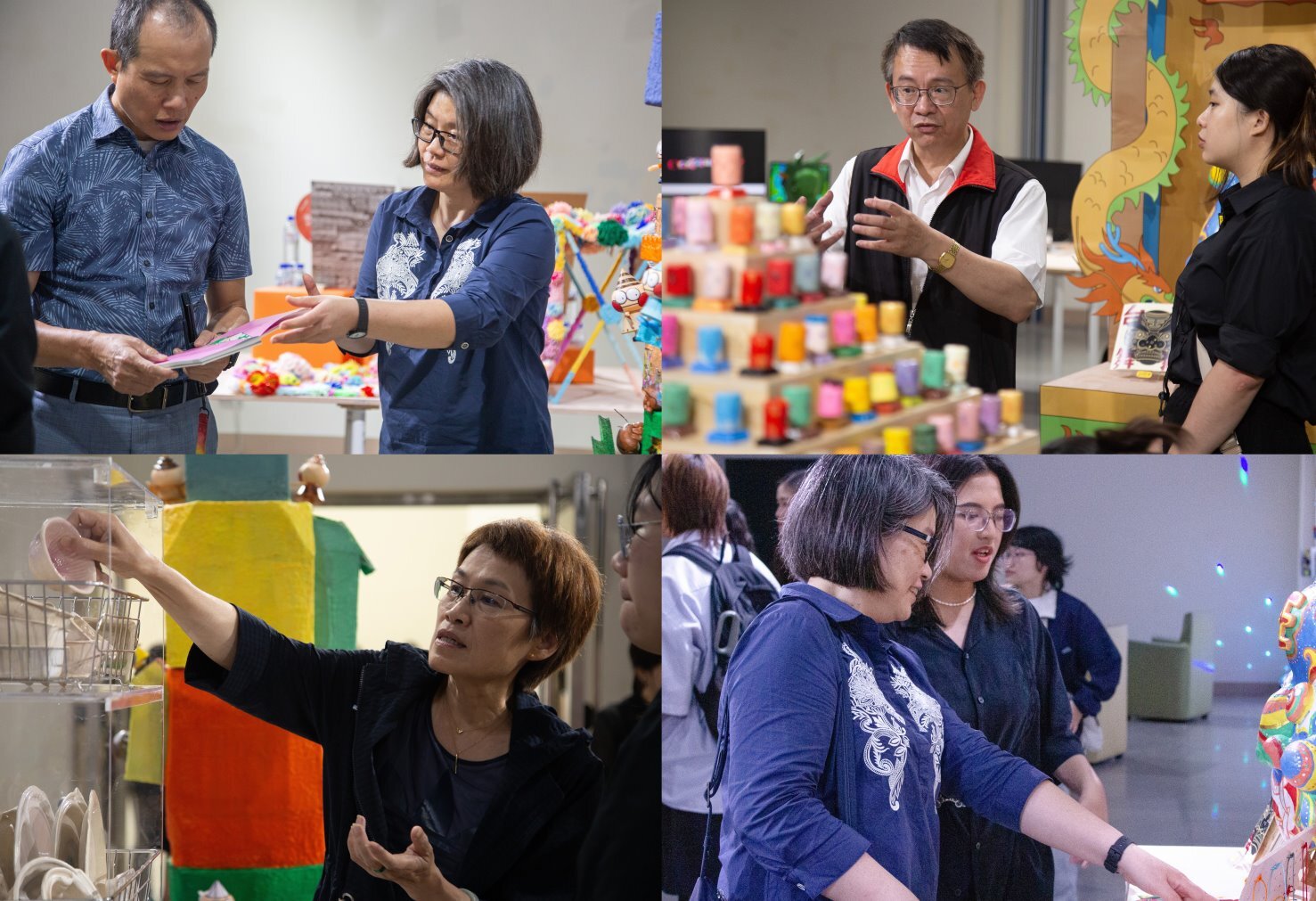 與會貴賓熱情地參觀展覽並給予同學建議與回饋