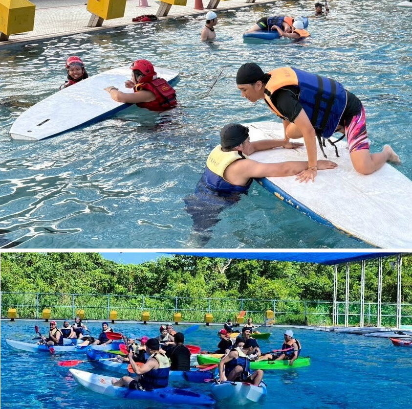 上圖:SUP立槳落水救援課程|下圖:水域安全獨木舟體驗課程