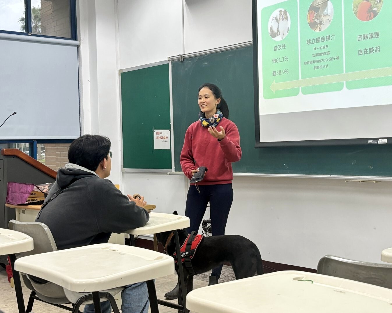 臺灣兒童發展協會馬匹輔助教育中心理事長路婕到教室演講動物輔療